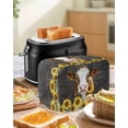thumbnail image 4 of Farmhouse Cow Toaster Cover 4 Slice, Large Kitchen Appliance Covers, Vintage Country Sunflower Botanical Black Toaster Oven Cover with Loop, Bread Machine Cover Polyester Dust Cover Protection, 4 of 4