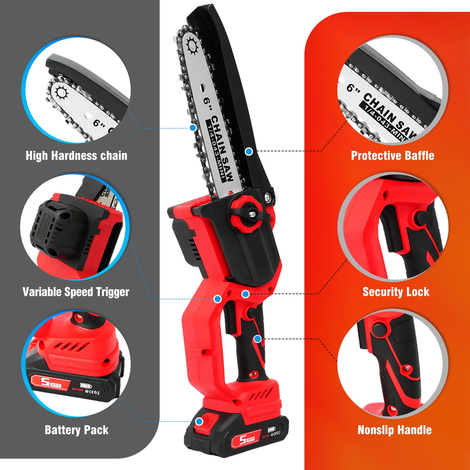 CATGOOD MIni Chainsaw, 6 Inch & 8 Inch Portable Electric Chainsaw for Tree Branches，Best Gifts for Dad，Husband