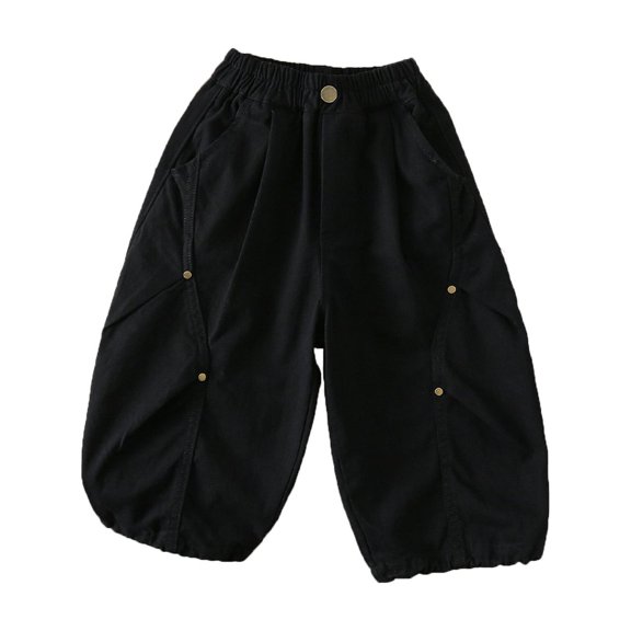 CONROSES Kids Boys Casual Pants Wide Leg Baggy Pant for Child Solid Elastic Waist Cozy Jogger Trousers with Pockets