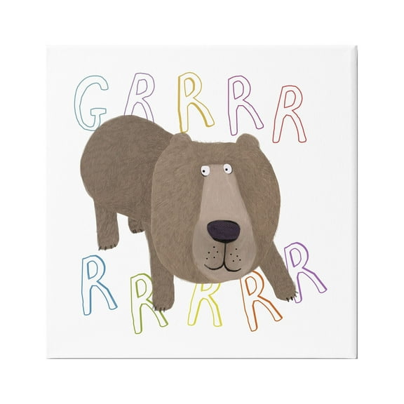 Stupell Industries Grrrr Roaring Wild Bear Animals & Insects Painting Gallery Wrapped Canvas Print Wall Art, 17 x 17