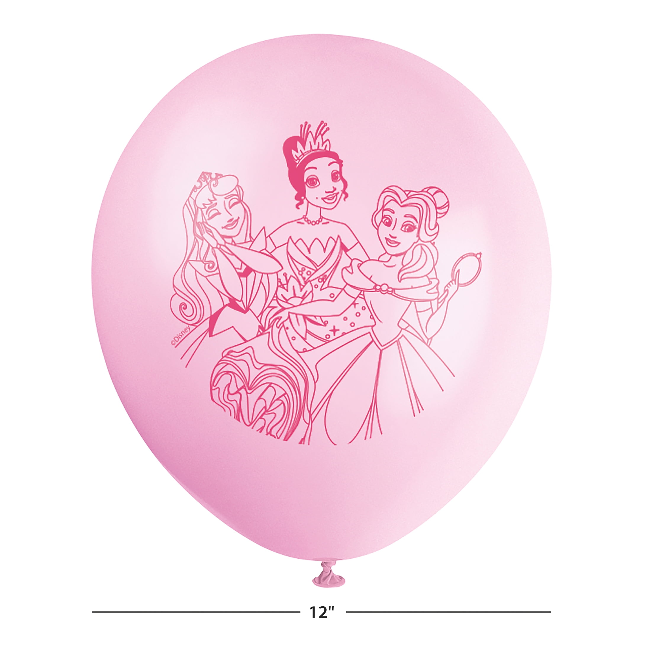 Disney Princess Assorted Pink and Blue 12" Latex Balloons, 6ct