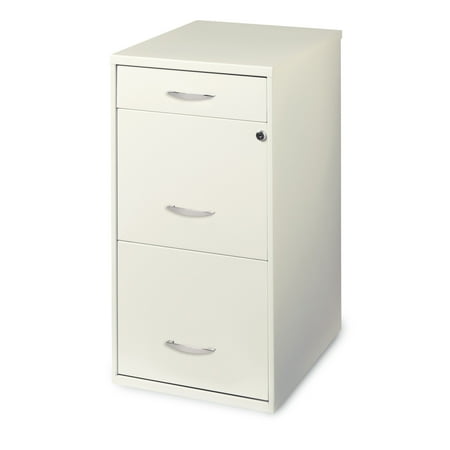 Hirsh - Metal 3-Drawer Organizer File Cabinet with Pencil Drawer - Pearl White