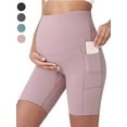 thumbnail image 2 of Gustave Maternity Yoga Workout Shorts with Pockets Pregnant Women Comfy Stretch Active Short Pants Leggings for Running Gym Biker "Pink, M", 2 of 6