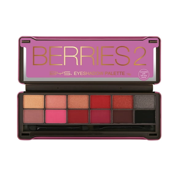BYS Berries 2 Eyeshadow Palette, 12 Color Collection in Tin Kit with Mirror - Highly Pigmented Matte & Metallic Shades