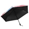 thumbnail image 4 of Blue Red Palm Tree Leaves All Weather Umbrella Triple Folding Parasol 6 Ribs UV Protection Portable, 4 of 8