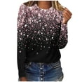thumbnail image 2 of Jsaierl Hauts à Manches Longues pour Femmes Automne Col Rond T-Shirts Mode Paillettes Graphique Chandail Ample Décontracté Sortie Blouses 2024 Hauts de Fête Brillants, 2 of 4