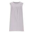 thumbnail image 5 of Sakmal Cotton Line Summer Dresses Sundress Mini Dress Solid Crew Neck Sleeveless Dresses, 5 of 6