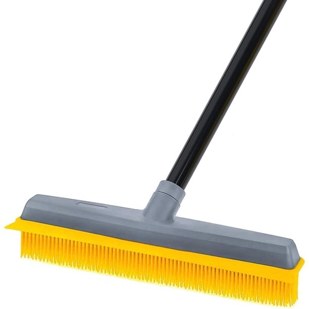 Pet Hair Broom Rubber Broom Carpet Rake with Squeegee with 59" Long