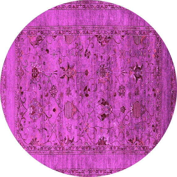 Ahgly Company Indoor Round Oriental Pink Industrial Area Rugs, 4' Round
