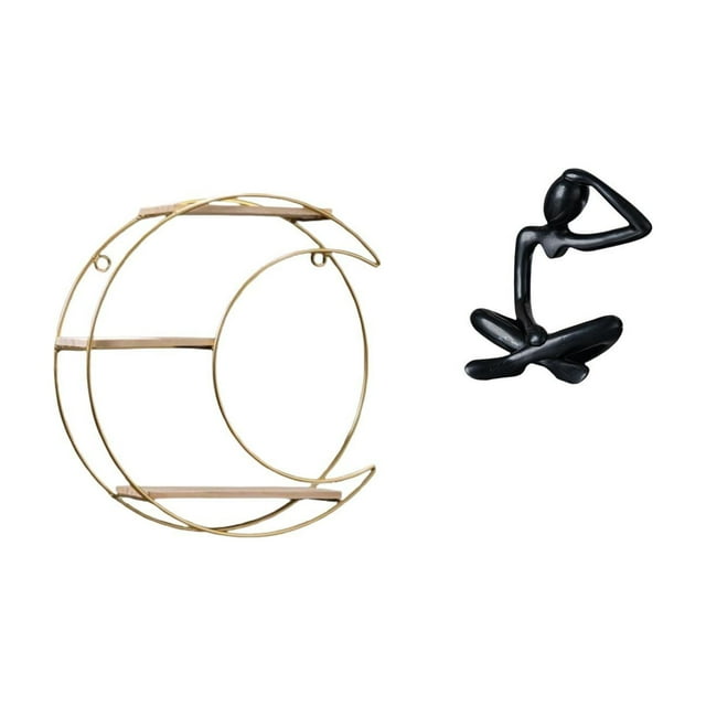 Estante de almacenamiento de pared,Estantería colgante de pared de metal de 3 niveles para decoración de dormitorio,Estante de pared flotante de 3 capas que ahorra espacio,Figura de