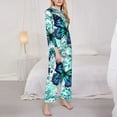 thumbnail image 3 of Daiia Blue Floral with Butterflies for Women's Long-Sleeved Pajama Set – Soft & Comfortable Sleepwear Button-Up Pajamas Cozy Lounge Wear-XX-Large, 3 of 7