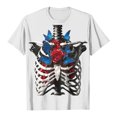 thumbnail image 7 of YDFCWXW Ladies Halloween Chest Skeleton Hand Print Crew Neck Short Sleeved T Shirt Top Women Active Shirts Blue, L, 7 of 7