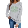 thumbnail image 6 of St Patricks Day Sweatshirt for Women Green Shamrock Printed Shirts Casual Long Sleeve Crew Neck Pullover Tops (XS, Gray), 6 of 6