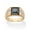 18k Gold-Plated Sterling Silver, variant on Men's Bezel-Set Genuine Charcoal Hematite and White Sapphire Ring .36 TCW in Yellow Gold-Plated or Platinum-Plated Sterling Silver