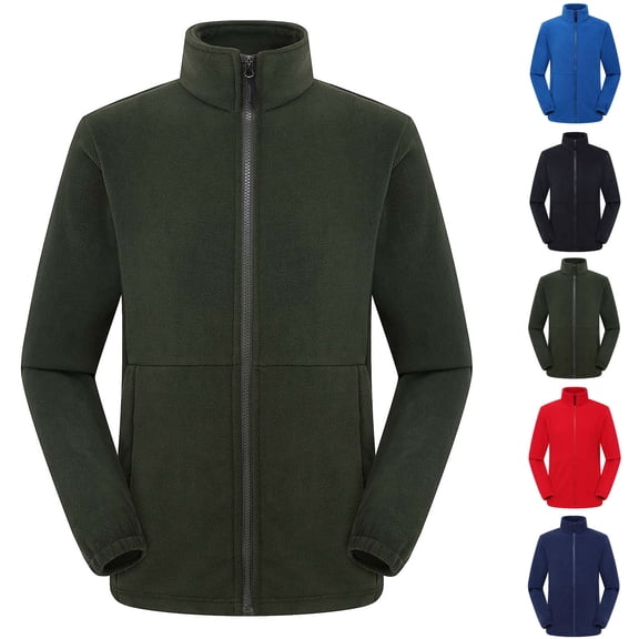 Miluxas Men's Soft Polar Fleece Jacket Lightweight Full Zip Jackets Casual Outdoor Warm Jackets Coats with Pockets Red