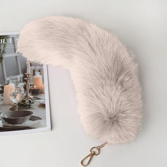 Yongcuo Luxurious Faux Fur Keychain Soft, Stylish Red Fluffy Tail for Bags, Keys, and Accessories Perfect Gift Idea Brown
