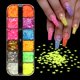 thumbnail image 2 of Lentejuelas holográficas de estilo mixto, 12 cuadrículas, estrella de lujo, mariposa, amor, neón, purpurina, rebanada, Accesorios para uñas, suministros de verano, 2 of 4