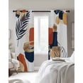 thumbnail image 4 of Boho Blackout Curtains for Bedroom Living Room Darkening Curtains 84 Inch Length 2 Panels Set Middle Century Leaves Minimalist Abstract Bohemia Window Curtain Window Treatment Grommet Drapes 42"x84", 4 of 9