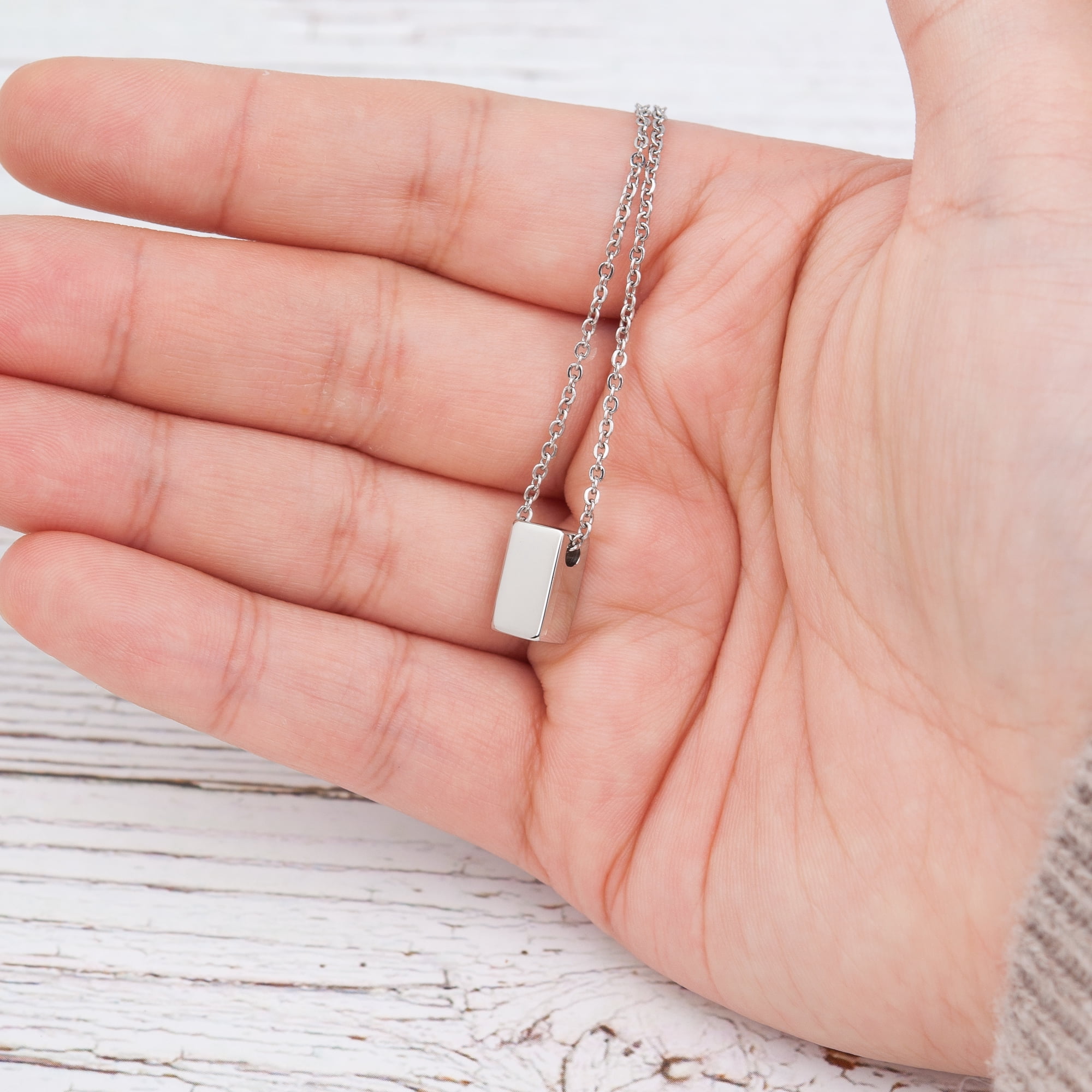 Anavia Best Friend Necklace, Friendship Jewelry, Best Friend Gifts, Gift for Friend, Birthday Gift, Christmas Gift for Her, Cube Pendant Necklace with Wish Card -[Silver Charm]