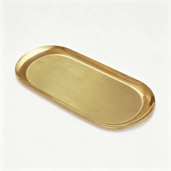 ACDANC 12Inch Large Decorative Tray,Thicken Stainless Steel Bathroom Vanity Tray for Dresser Counter,Oval Jewelry Perfume Cosmetics Trays Organizer(Gold Gold Tray)