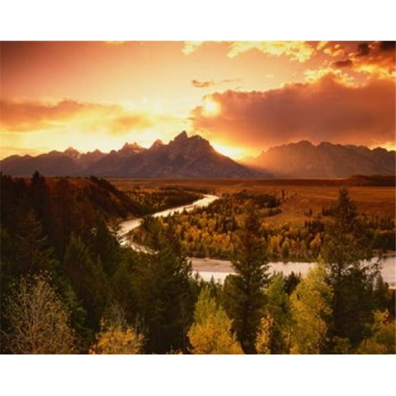 Teton Range at Sunset Grand Teton National Park Wyoming Poster Print by Adam Jones - 27 x 22 in.