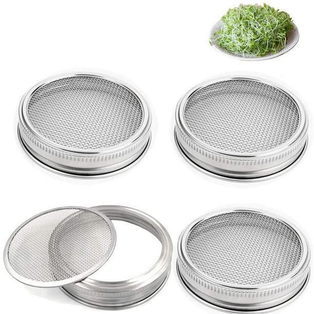 VIVEFOX 8 Sprouting Lids Stainless Steel for Regular Mouth Mason Jars