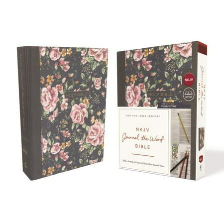 NKJV, Journal the Word Bible, Cloth Over Board, Gray Floral, Red Letter Edition, Comfort Print : Reflect, Journal, or Create Art Next to Your Favorite (Bible Verses About Trying Your Best)
