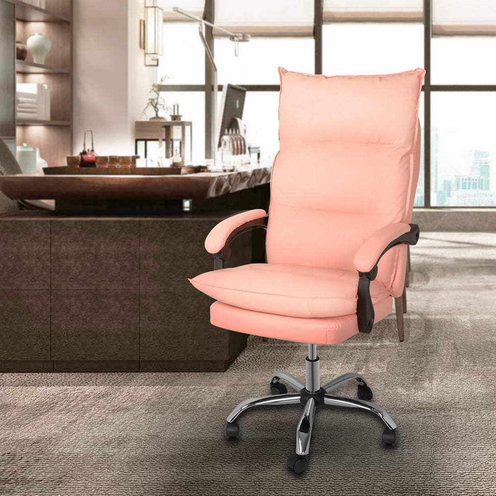 Magshion High Back Faux Leather Ergonomic Heavy Duty Executive Swivel Office Desk Chair Pink