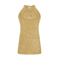 thumbnail image 5 of Miluxas Sequin Halter Tops for Women Sleeveless Sparkly Shiny Tank Tops Ruched Flowy Sparkly Club Outfits Party Shirt Yellow XL(XL), 5 of 9