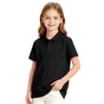 thumbnail image 2 of Girls Collared School Uniform Polo Shirts Kid Short Sleeve Pique Polo Shirt,Black 150, 2 of 8