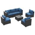 thumbnail image 2 of LazySunsets 7 Piece Outdoor Patio Furniture Set, Wicker Rattan Patio Sectional Sofa Set, Peacock Blue, 2 of 9