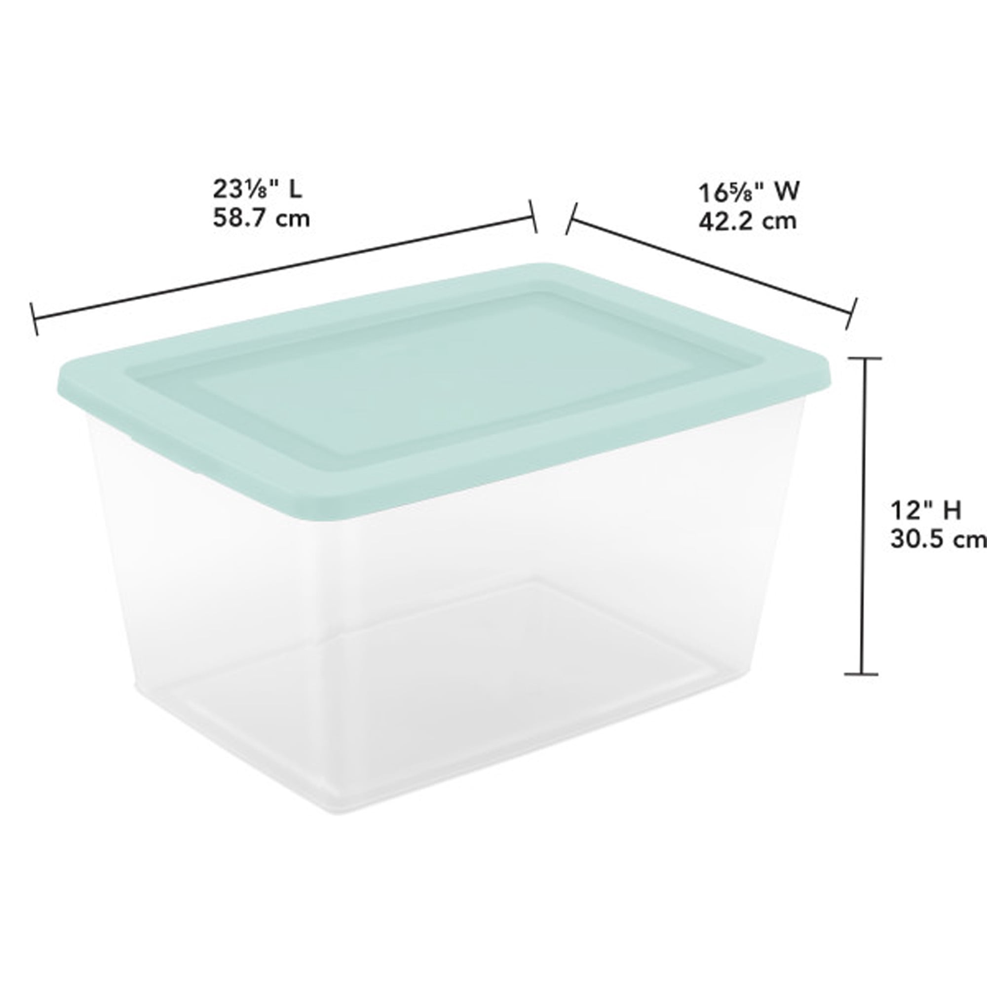 Sterilite 58 Qt Storage Boxes, Clear Plastic Containers with Snap Lids, Set of 16, Mint