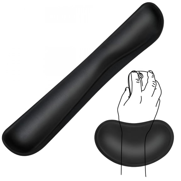 XIBUFE Wrist Rest for Keyboard And Mouse,Ergonomic Memory Foam Carpal Tunnel Mouse Rest Pad Pain Relief Easy Typing for Computer Laptop Office,Black