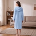 thumbnail image 5 of Ghalytn Womens Waffle Knit Hooded Robe Button Front Long Mid Calf House Coat Loungewear, 5 of 8