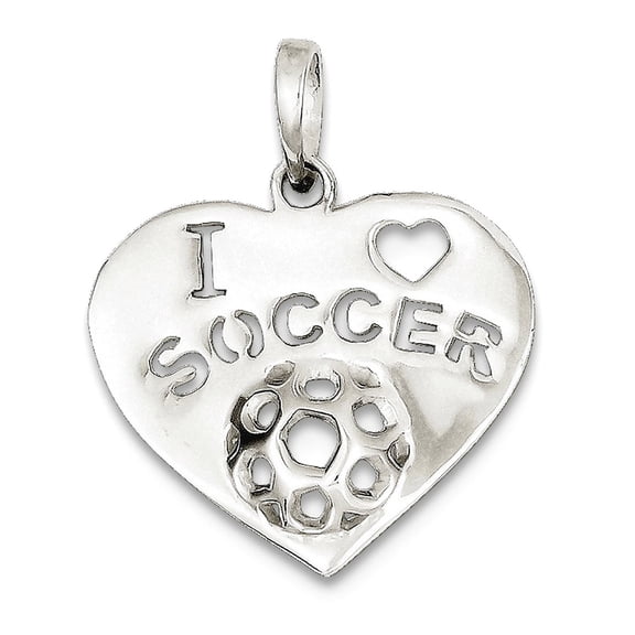 925 Sterling Silver Polished I Love Soccer Heart Pendant Necklace 29x23mm Wide Pendant for Women