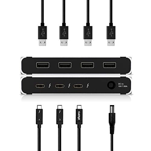 calDigit Thunderbolt 4 Element Hub - Universal Multi-Port Hub, 4X Thunderbolt 4USB4 Ports, 4X USB 32 gen2 10gbs Ports, Single display up to 8K or Dual 4K 60Hz Displays, 60W charging with 08m cable