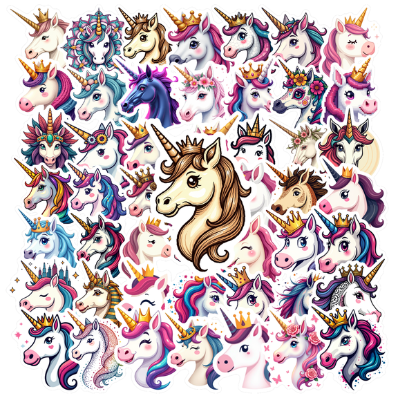 cartoon Unicorn Theme Stickers, Waterproof Unicorn Theme Sticker for Water Bottle Laptop Phone Cases Planner Skateboard Luggage Helmet Party Favor Decor, Ideal for Adults Teens Teacher Rewards
