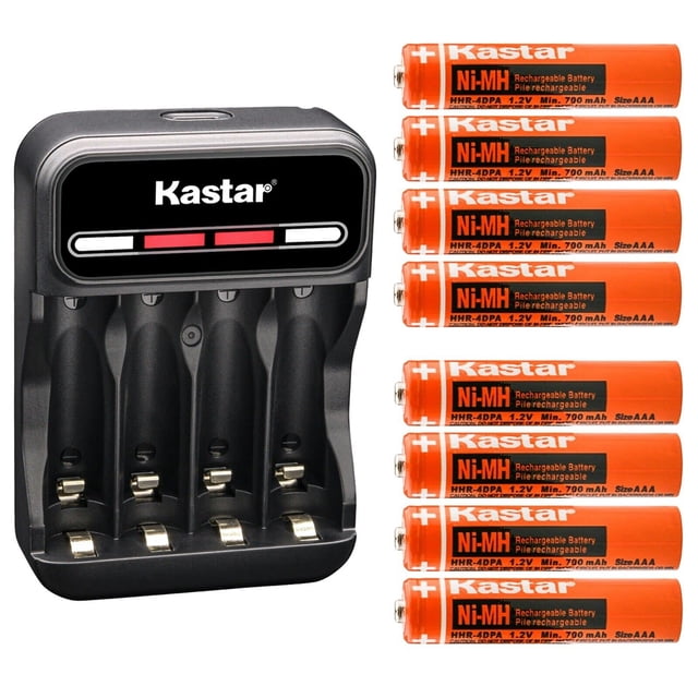 Cargador de baterías Kastar, paquete de 8 pilas AAA Ni-MH de 700 mAh con USB