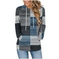 thumbnail image 2 of Fanxing Y2K Hoodie for Women Polar Fleece Color Block Hooded Sweatshirt Casual Drawstring Tunic Pullover Sweater Navy XL, 2 of 6