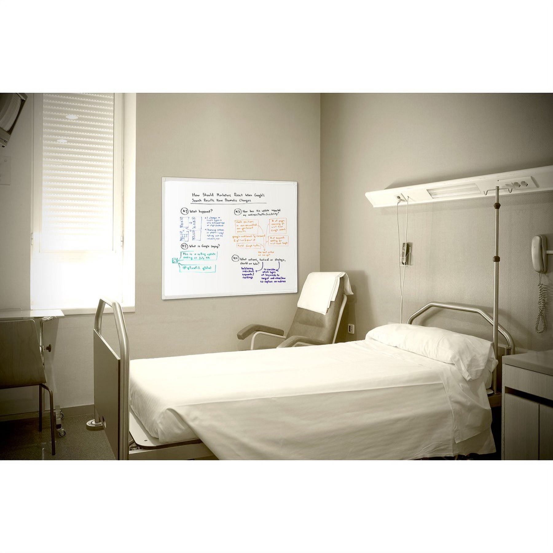 Anti-Microbial Magnetic Steel Dry-Erase Board, 36" X 48", White Aluminum Frame