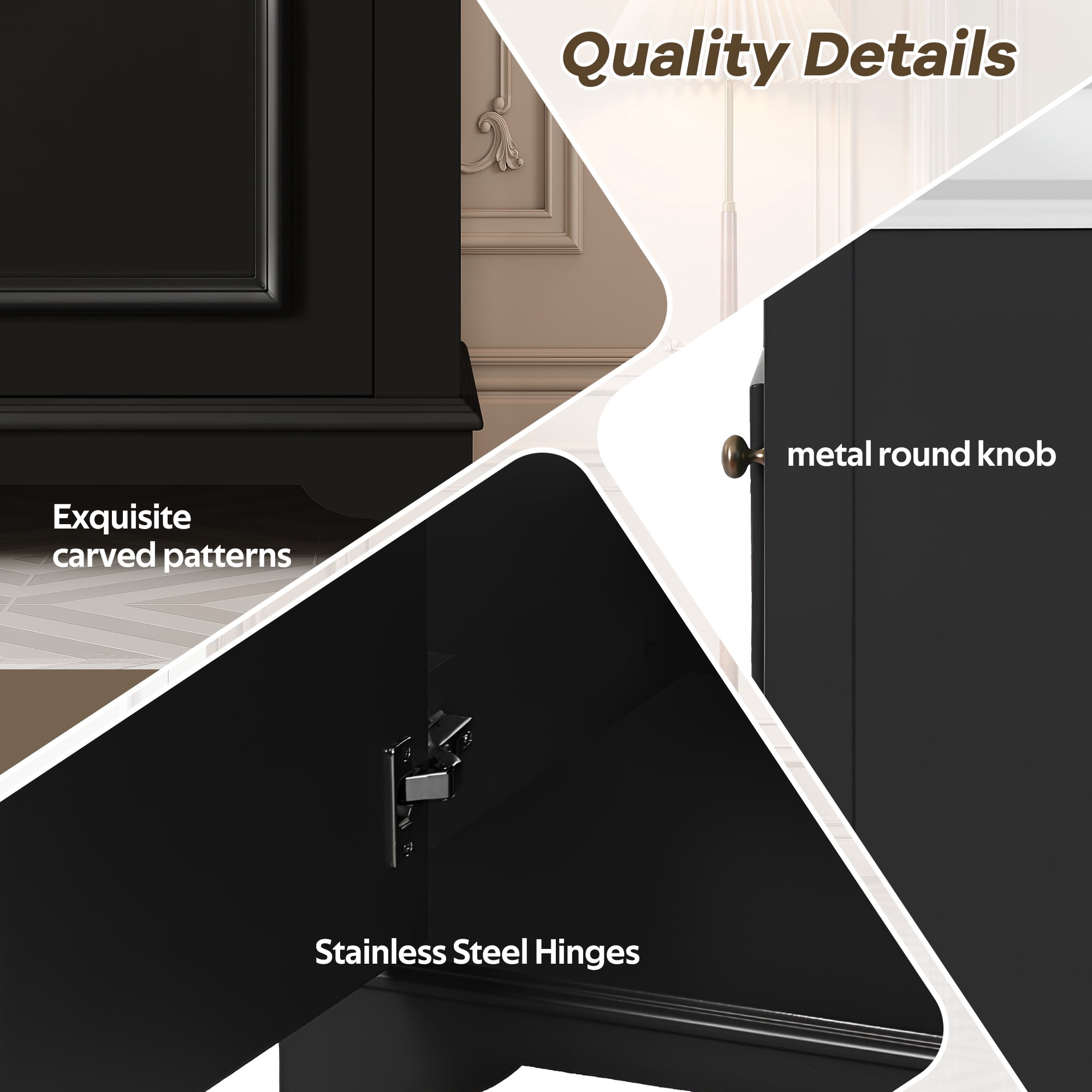 Euroco 20-inch Bathroom Vanity with Ceramic Sink, Freetanding Single Vanity Set with Soft Closing Door, adjustable shelf, Modern Style, Black.