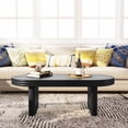 thumbnail image 2 of Mid Century Modern Oval Fluted Coffee Table, Farmhouse Wood Coffee Table, Cocktail Table, Center Table for Living Room, Office, Home Decor(Black, 23.62" D x 47.24" W x 16.34" H), 2 of 9