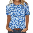 thumbnail image 2 of Puntoco Liquidación de blusas cortas para mujer, blusa informal de manga corta con cuello redondo y estampado para mujer, 2 of 4
