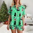 thumbnail image 4 of felwors Women Christmas Pajamas Set Silk Satin Short Sleeve Button Down Top and Shorts Plus Size Soft Sleepwear Lounge Xmas Pjs Mint Green, S, 4 of 6