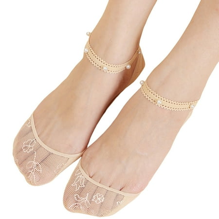 

ZMHEGW Socks for Women 1 Pairs Ballerina Solid Non Slip Lace Splice Boat Socks