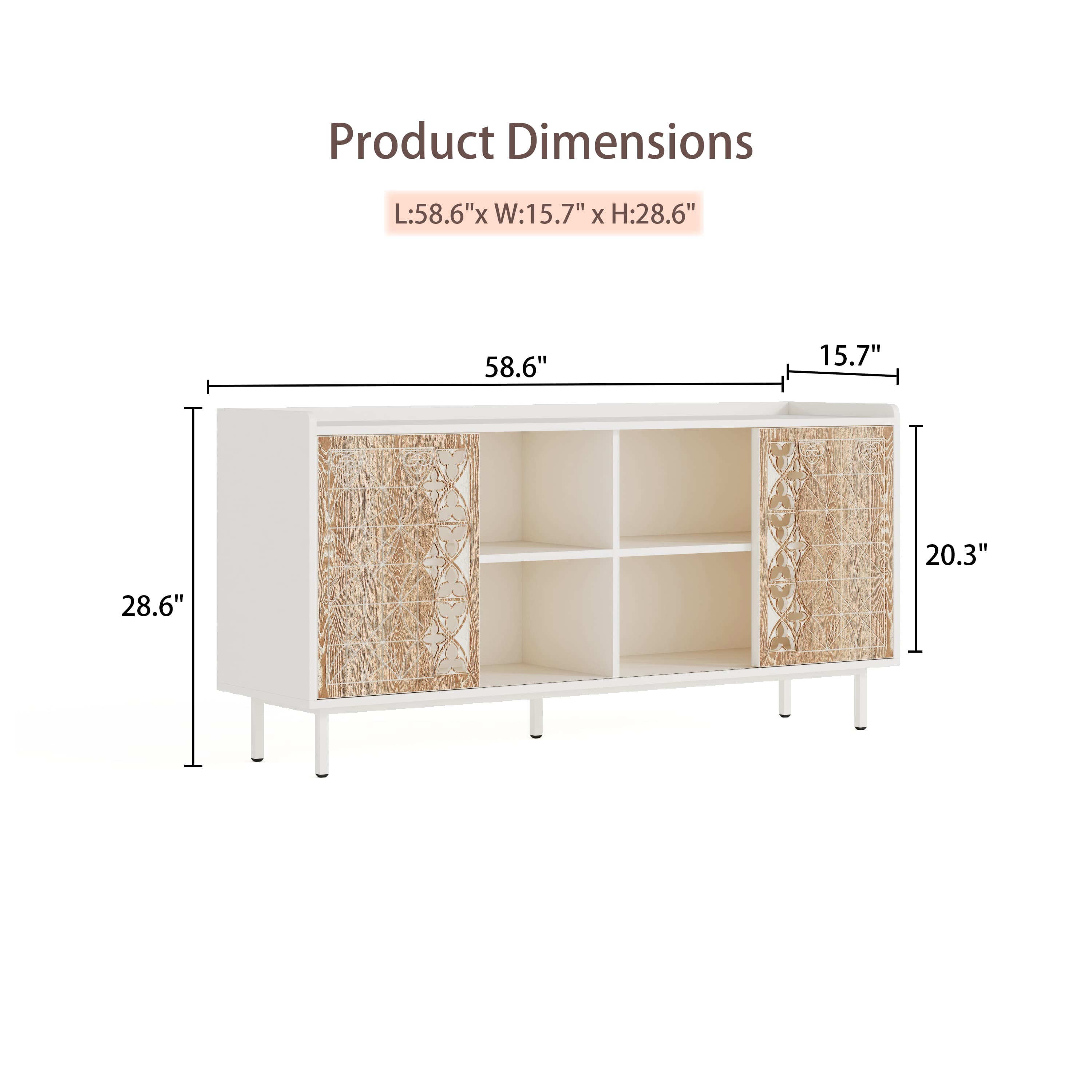 Aukfa Vintage Distressed Accent Cabinet,Rustic TV Buffet Sideboard Storage Cabinet for Living Room/Dining Room/Entryway