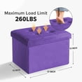 thumbnail image 2 of Taburete plegable Storage Ottoman LINMAGCO, terciopelo, color morado, 2 of 7