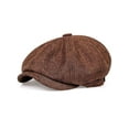 thumbnail image 2 of Deago Men's Newsboy Flat Cap Classic Vintage 8 Panel Cotton Gatsby Lvy Golf Cabbie Beret Hat (Coffee), 2 of 9