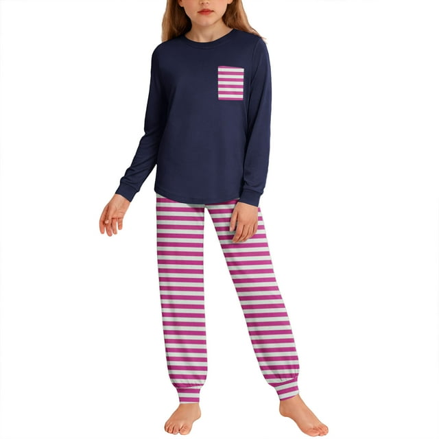 Long Sleeve Tops, Print Pocket Long Sleeve Top and Pants for 5-14 Years, Kids Set
