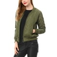 thumbnail image 5 of MODA NOVA Juniors Stand Collar Zip Up Raglan Sleeves Bomber Quilted Jacket, 5 of 7